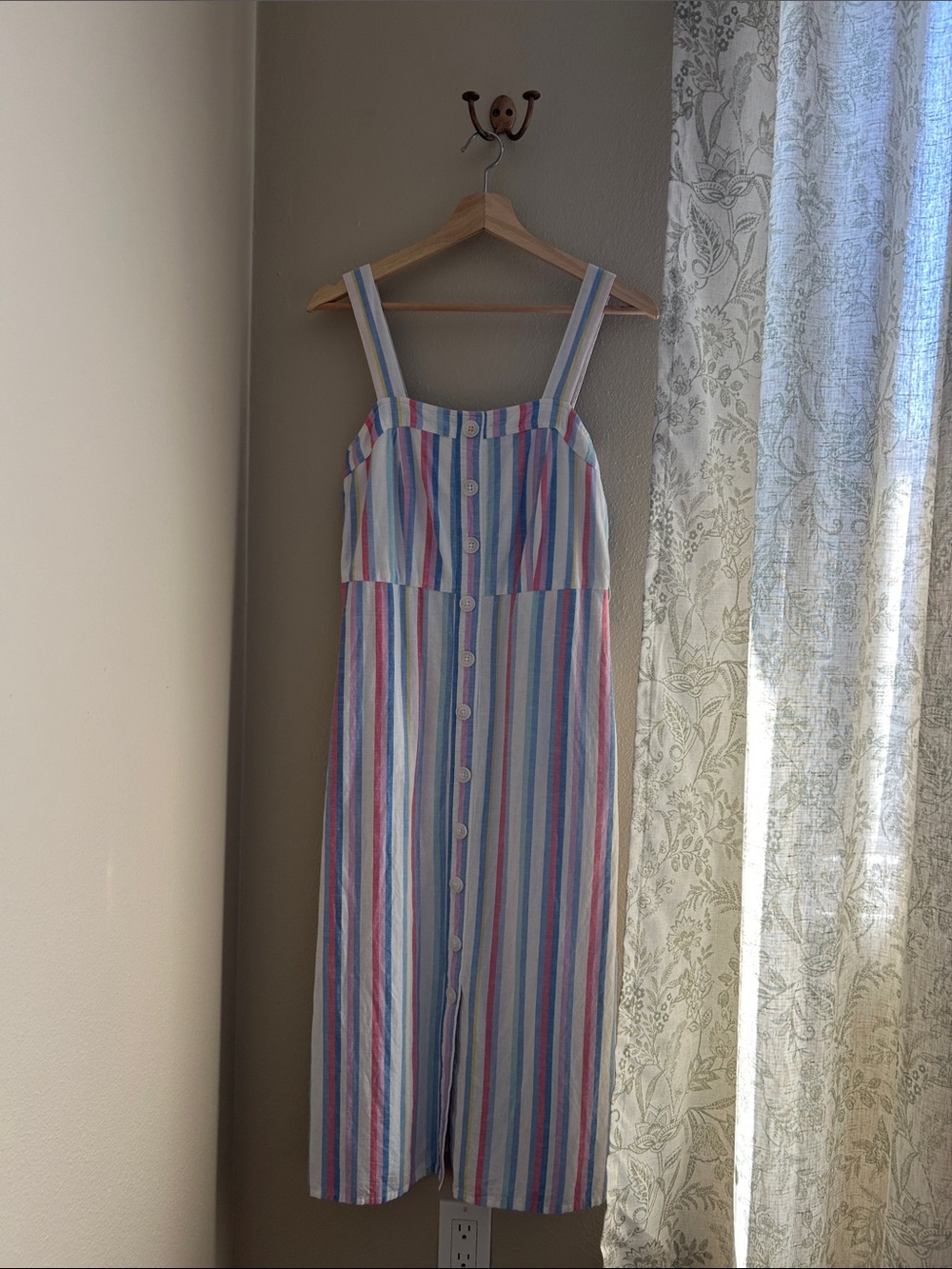 EUC Joules Pastel Multi-Striped Sleeveless Midi Dress